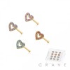 12PCS OF CZ PAVED HEART 316L SURGICAL STEEL BONE NOSE STUD BOX